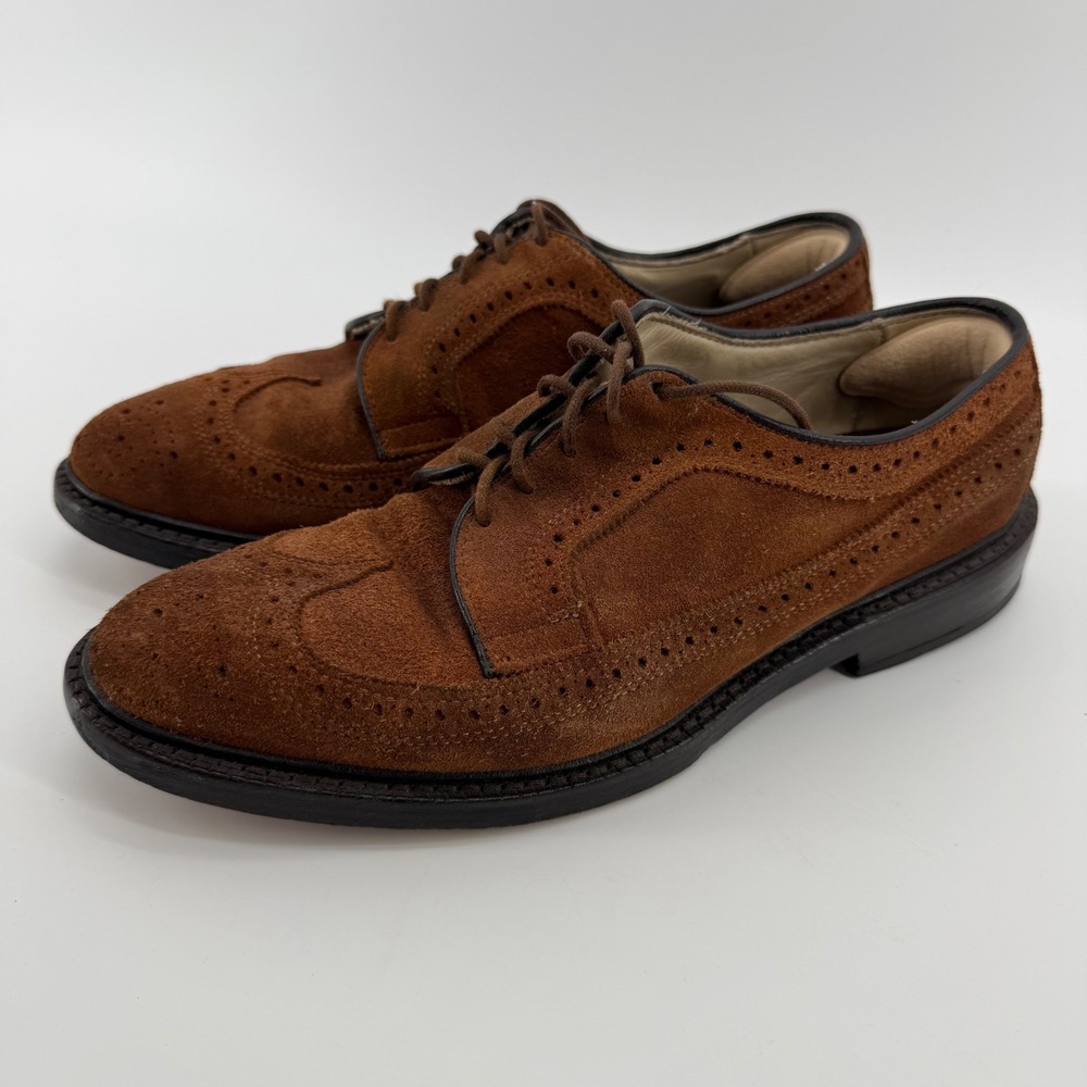 Allen Edmonds MacNeil Brown Suede Longwing Blucher LWB Dress Shoes Mens 8 D 9560